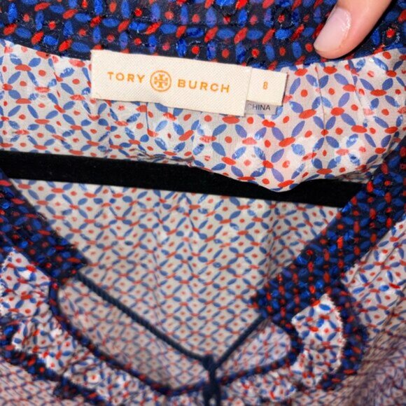 Tory Burch Women's Gwenna Silk Blend Blouse with Tassel Tie - Picture 3 of 3